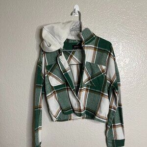 Hoodie Plaid Crop Shirt